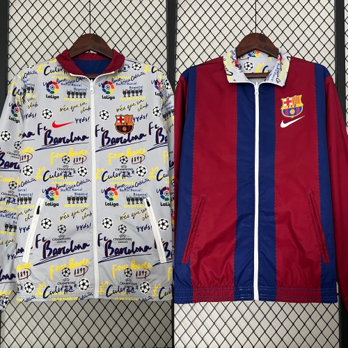 Barcelona White & Blue & Red Reversible Jacket