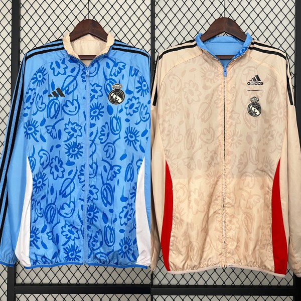 Real Madrid Beige & Light Blue Reversible Jacket